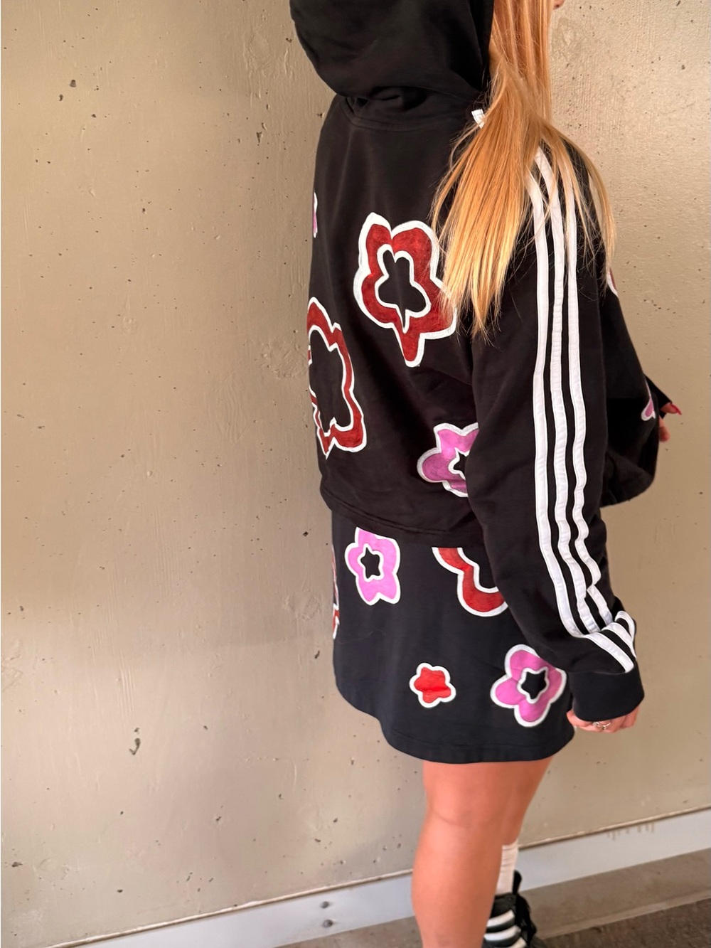 Adidas X Hello Love Black Flower Skirt